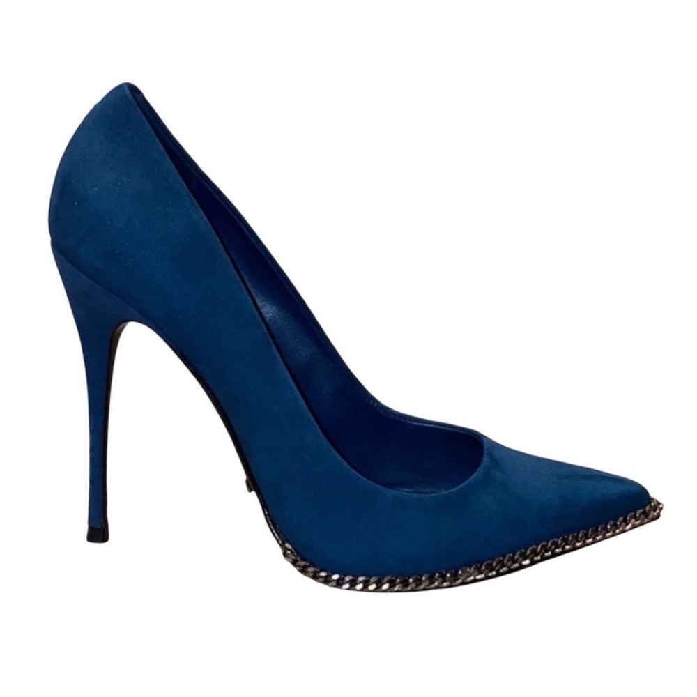 SCHUTZ Blue Suede Pointed-Toe Stiletto Heels